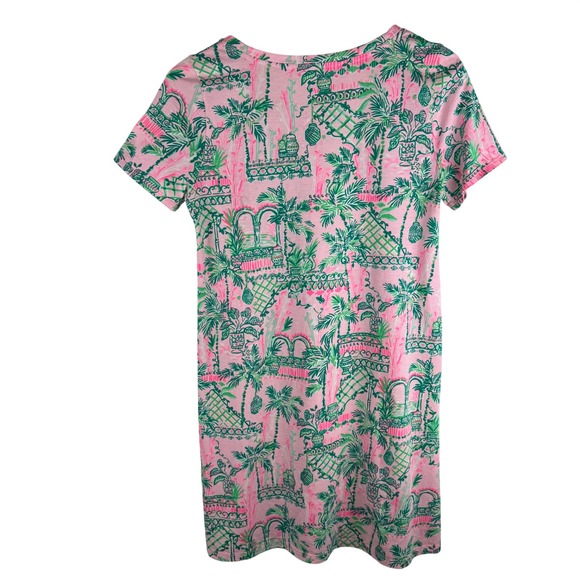 Lilly Pulitzer Cody T Shirt Dress Womens M Mandevilla Pink Palm Trellis Print - Picture 7 of 11